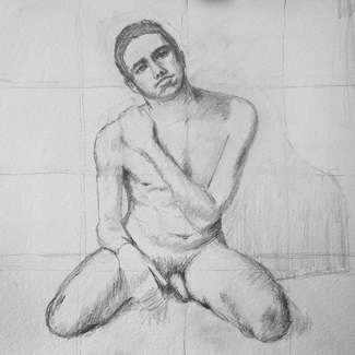 'Male Nude Pencil Sketch' Male nude pencil sketch by Matthew Allton