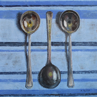 'Silver Soup Spoons' Oil painting of Silver Soup Spoons on Arches L'Huile paper by Matthew Allton