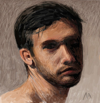 'Portrait of a male model' - Digital sketch of a male model by Matthew Allton