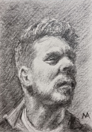 'Bearded Young Man' - ACEO Pencil sketch by Matthew Allton