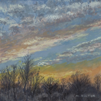 'December Sunset' - Original gouache painting by Matthew Allton