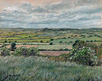 'View from Langton Caudle, Leicestershire' - Gouache painting by Matthew Allton
