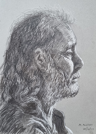 'Portrait Practice' - Charcoal and pastel pencil sketch by Matthew Allton
